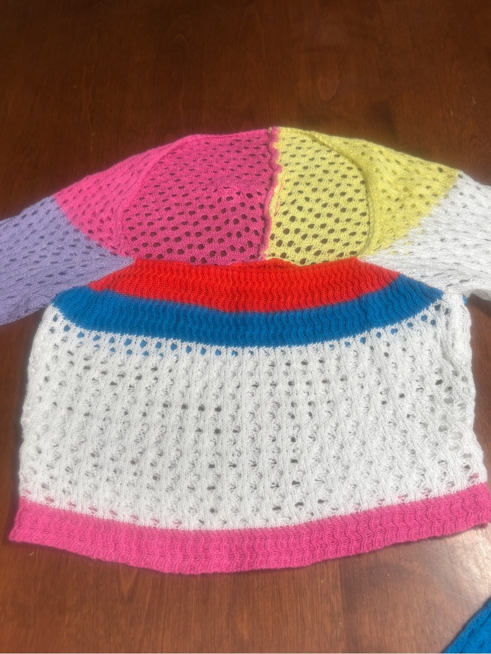 Colorblock Open-Knit Cropped Sweater - Multicolor - Picture 4 of 8